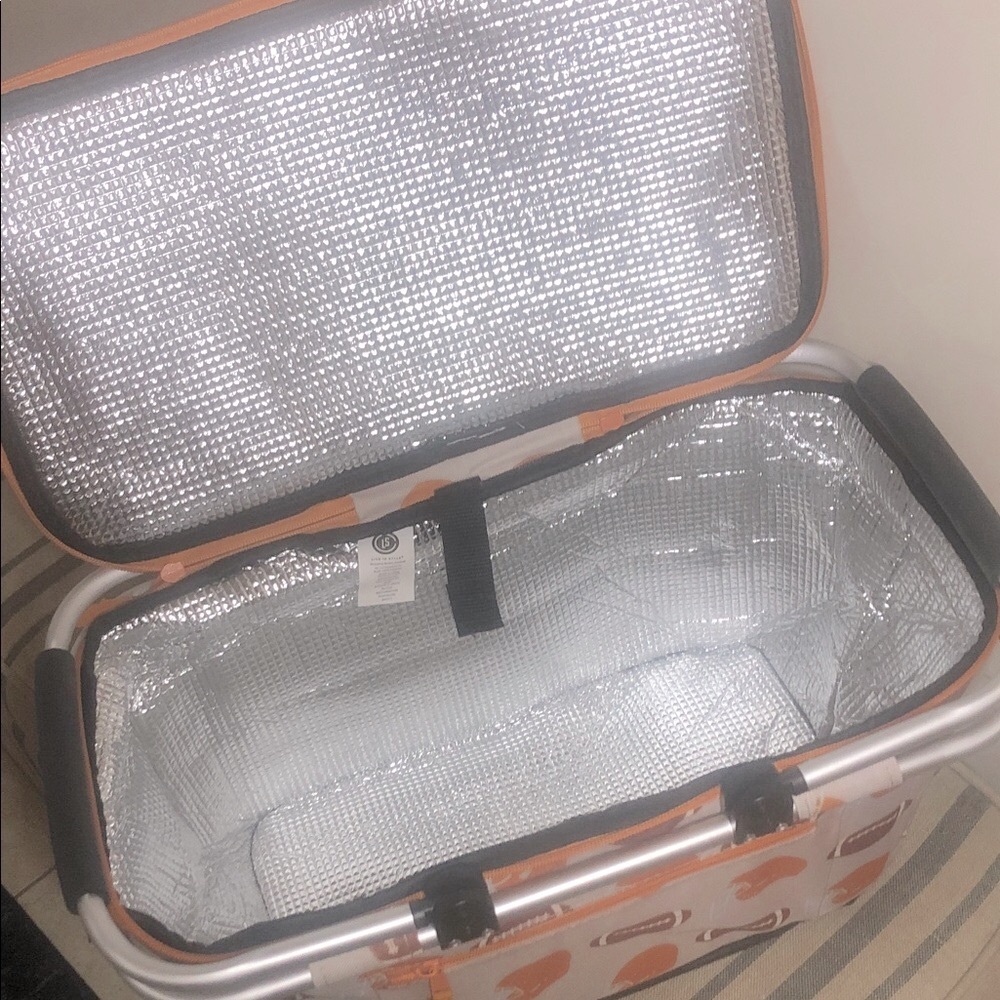 Football-Themed Insulated Picnic Basket - Soft Sided Cooler Orange and Brown - Picture 5 of 6